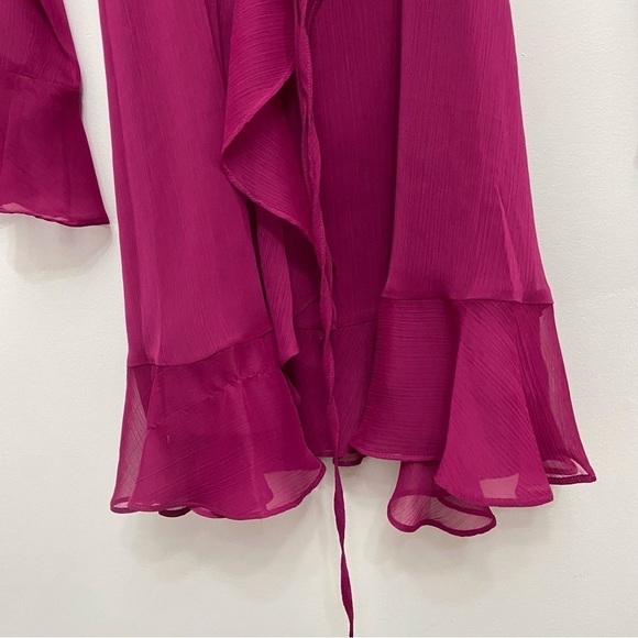 Wayf chiffon dress sheer wrap crepe dress pink woven flowy small - Picture 9 of 15